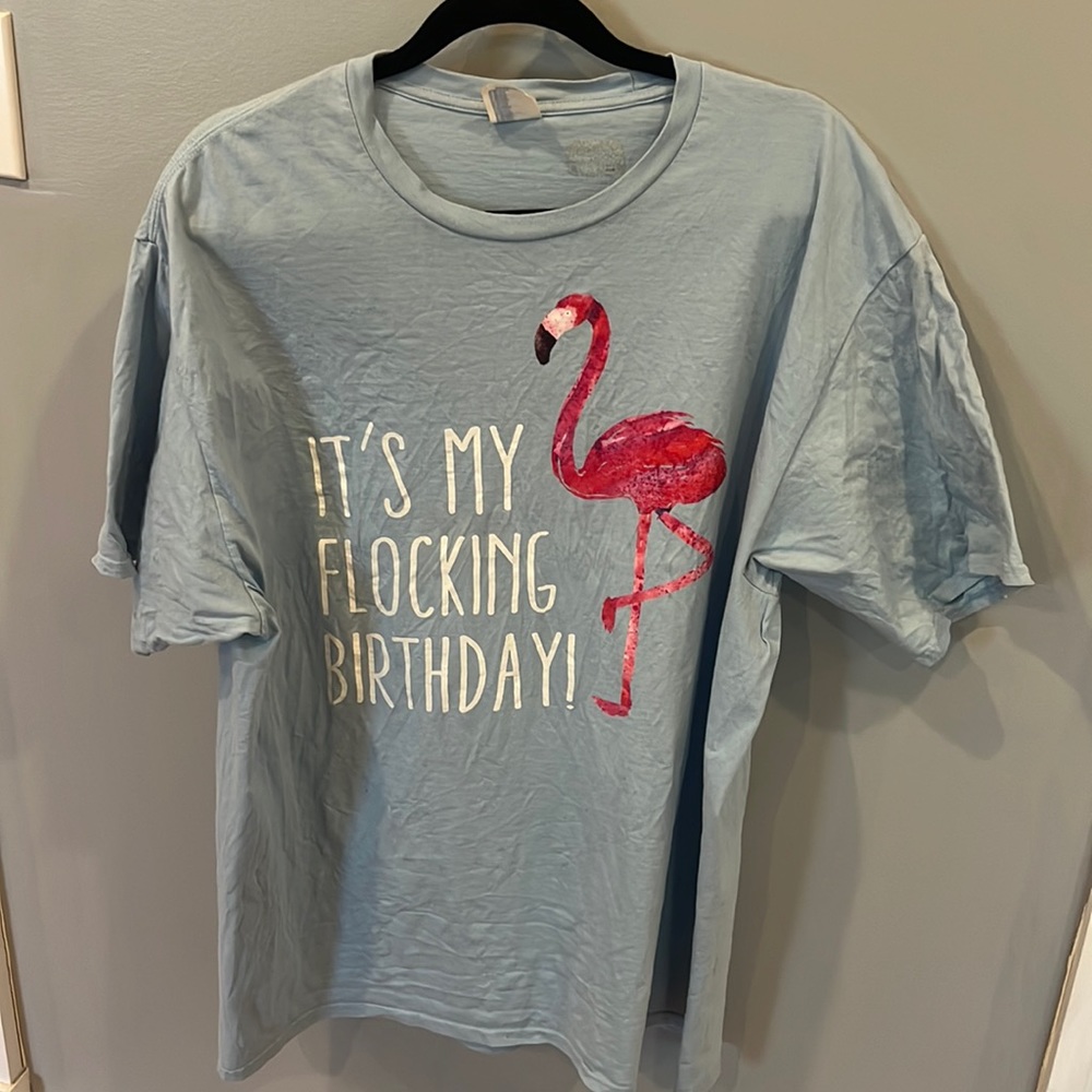 “It’s my flocking birthday” shirt with flamingo